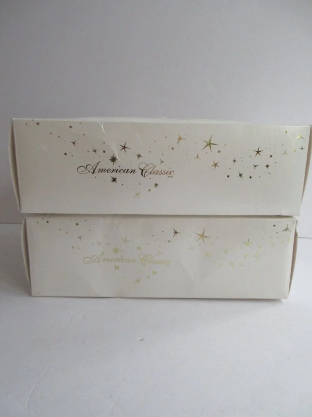 Krebs Christmas Ornament 2 Boxes of 4 Glass Balls White w/ Christmas Tree Vtg